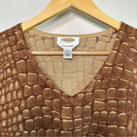 Talbots Cashmere Blend Sweater. Brown Animal Print. Large. - Picture 4 of 6